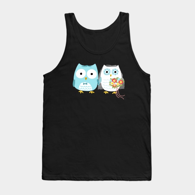 Owls Wedding | Cute Bride and Groom Tank Top by Coffee Squirrel